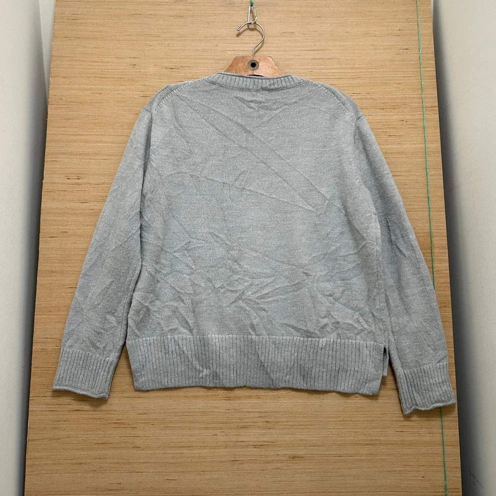 Banana Republic Mens Small Light Gray Heather Crewneck Knit Sweater Side Slits